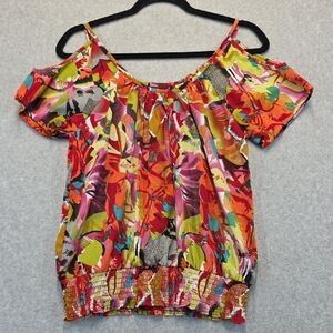 Wet Seal Multicolor Cold Shoulder Blouse